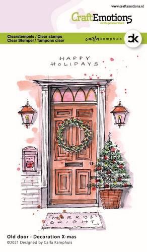 Craft Emotions - A6 - Clear Polymer Stamps - Carla Kamphuis - Christmas Decorated Old Door