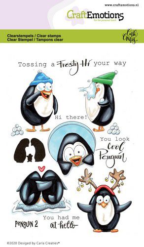 Craft Emotions - A6 - Clear Polymer Stamps - Penguins 2