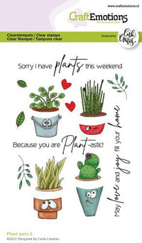 Craft Emotions - A6 - Clear Polymer Stamp Set - Carla Creaties - Potted Plants 2