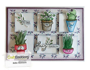 Craft Emotions - A6 - Clear Polymer Stamp Set - Carla Creaties - Potted Plants 2