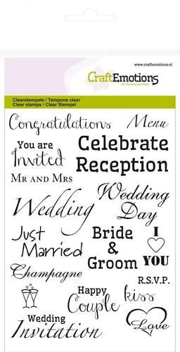 Craft Emotions - A6 - Clear Polymer Stamp Set - Wedding Text