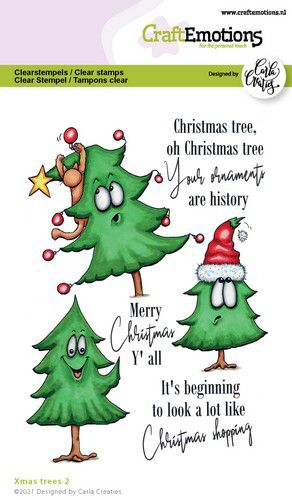 Craft Emotions - A6 - Clear Polymer Stamps - Carla Creaties - Christmas Trees 2