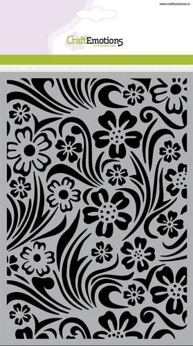Craft Emotions - Stencil - A5 - Swirl Leaf Flowers