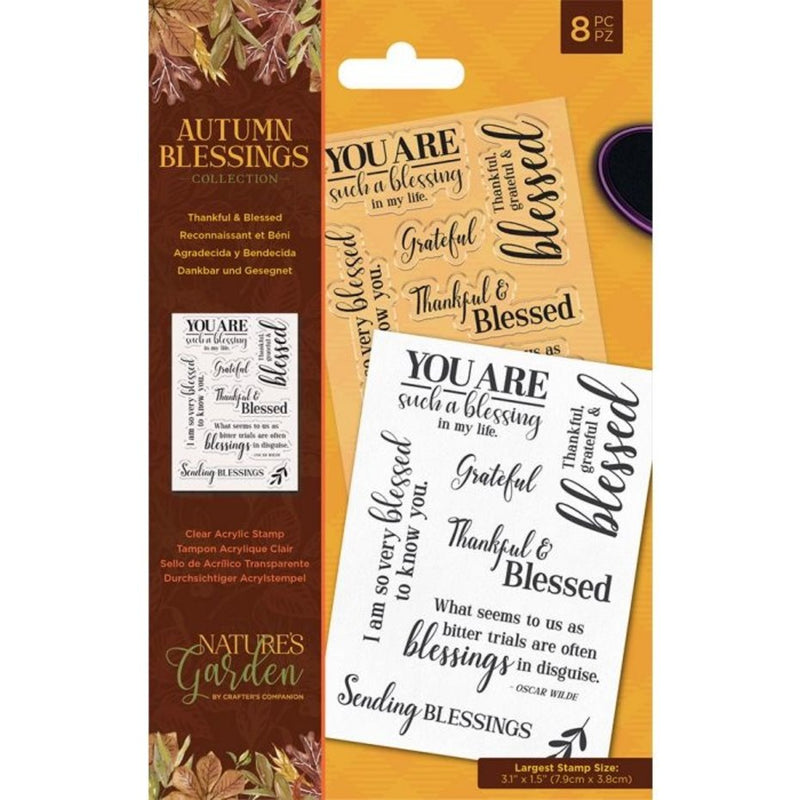 Crafter's Companion - Clear Stamp Set - Autumn Blessings - Thankful & Blessed
