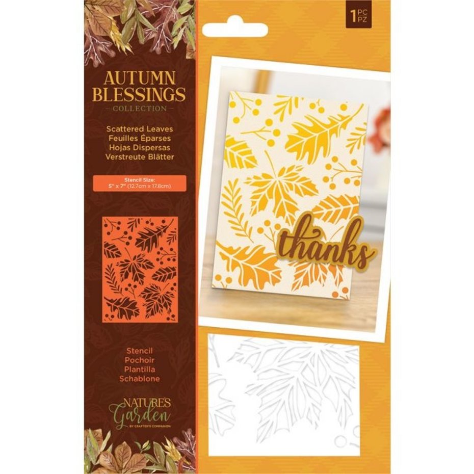 Crafter's Companion - Stencil - Autumn Blessings - Scattered Leaves