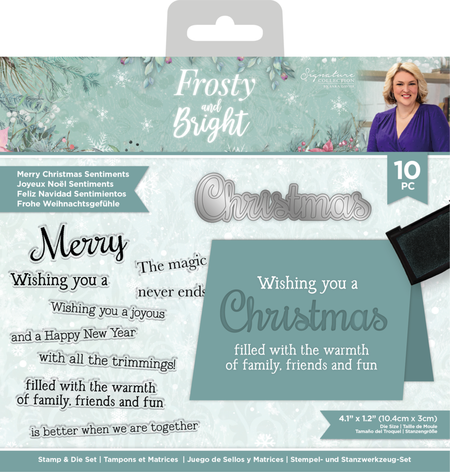 Crafter's Companion - Frosty & Bright - Stamp & Die Set - Merry Christmas Sentiments