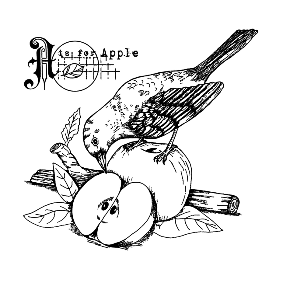 Crafty Individuals - Unmounted Rubber Stamp - 601 - A is for Apple