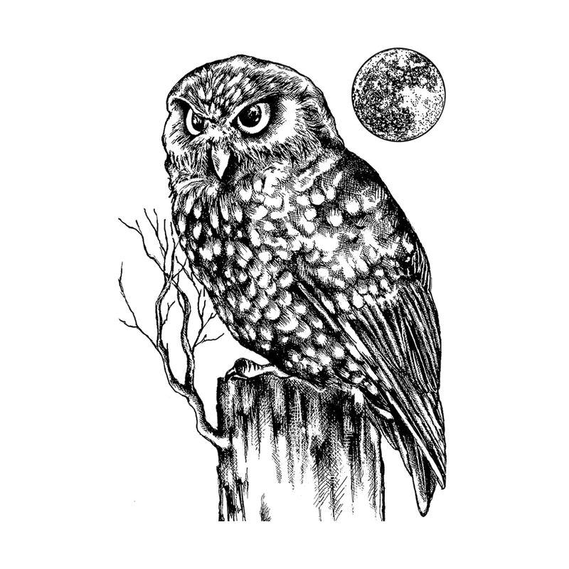Crafty Individuals - Unmounted Rubber Stamp - 512 - Owl and Moon