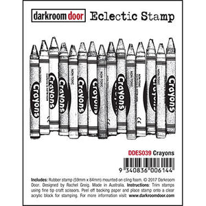 Darkroom Door - Eclectic Stamp - Crayons - Red Rubber Cling Stamp