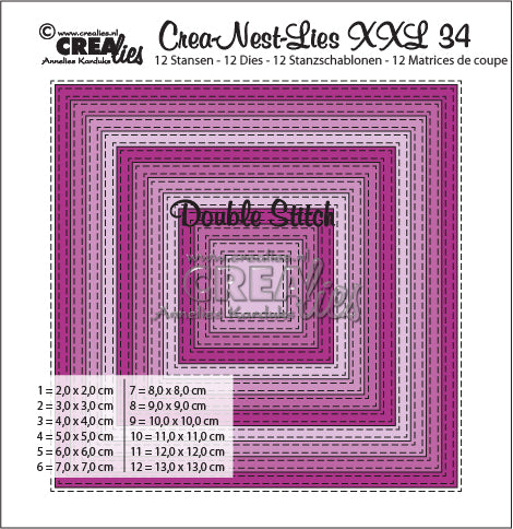 Crealies - Crea-Nest-Lies XXL - Double Stitched Squares - Donna's Favorite