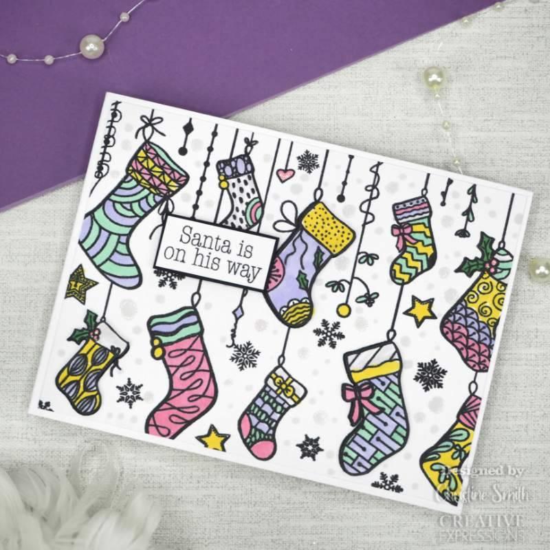 Creative Expressions - 6 x 4 - Rubber Stamp - Bonnita Moaby - Stocking Garland