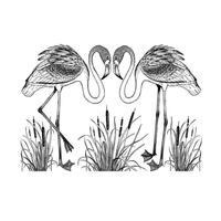 Crafty Individuals - Unmounted Rubber Stamp - 473 - Pretty Flamingos