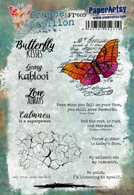 PaperArtsy - France Papillon 09 - Rubber Cling Mounted Stamp Set