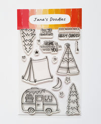Jane's Doodles -  Clear Stamp Set - A6 - Happy Camper