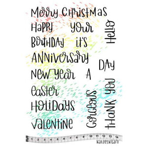 Katzelkraft - A5 - KTZ207 - Unmounted Red Rubber Stamp Set - Holiday Quotes