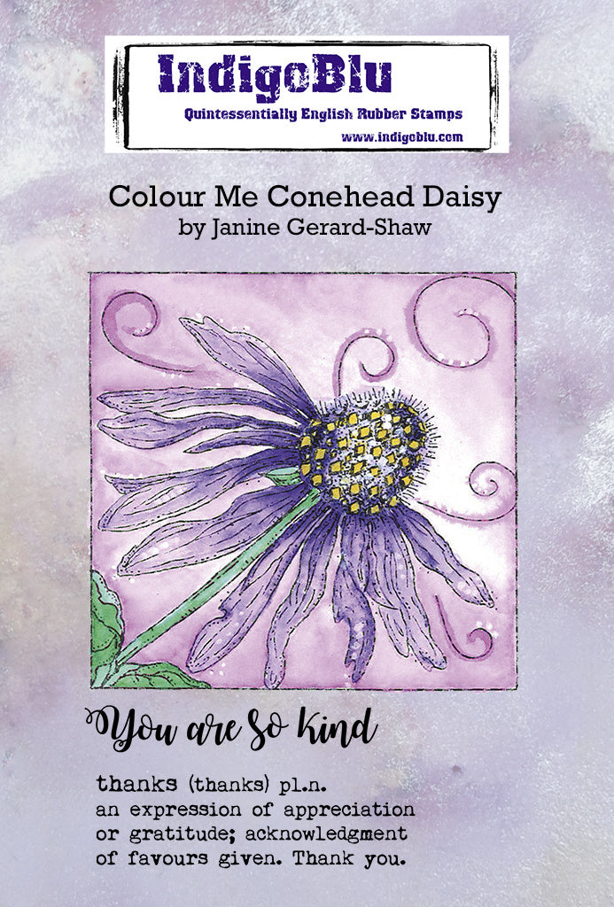 IndigoBlu - Cling Mounted Stamp - A6 - Colour Me Conehead Daisy - Janine Gerard-Shaw