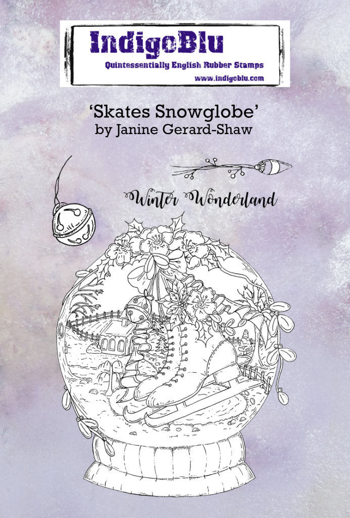 IndigoBlu - Cling Mounted Stamp - Skates Snowglobe