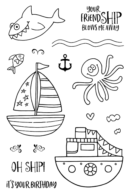 Jane's Doodles -  Clear Stamp Set - A6 - Oh Ship!