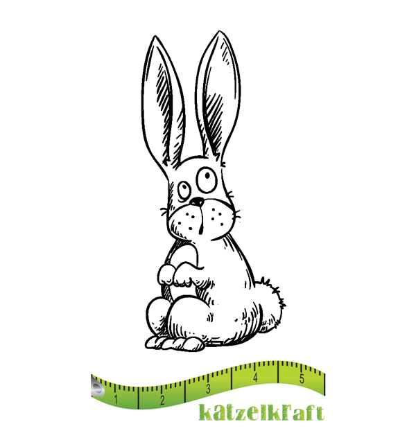 Katzelkraft - MINI113 - Unmounted Red Rubber Stamp - Rabbit - Lapin