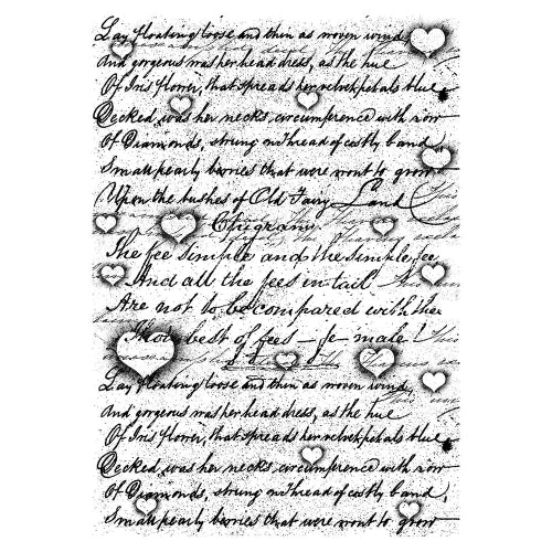 Lavinia - Clear Polymer Stamp - Background Script with Hearts