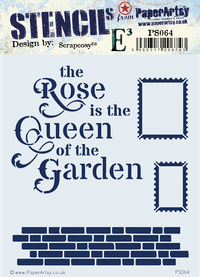 PaperArtsy - Stencil - Scrapcosy PS064 - Rose is Queen of the Garden