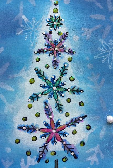 PaperArtsy - Stencil - Kay Carley PS069 - Christmas Trees & Snow