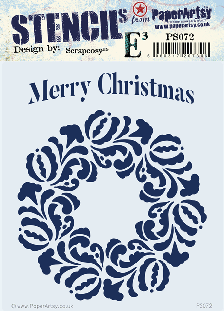 PaperArtsy - Stencil - Scrapcosy PS072 - Merry Christmas Wreath