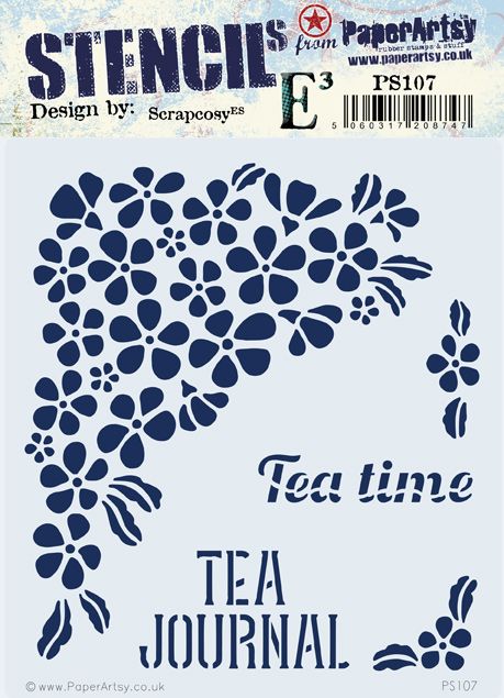 PaperArtsy - Stencil - Scrapcosy PS107 - Tea Time