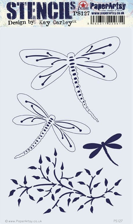 PaperArtsy - Stencil - Kay Carley - PS127 - Dragonfly