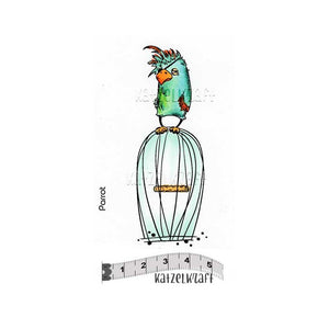 Katzelkraft - SOLO108 - Unmounted Red Rubber Stamp - Parrot - Bird