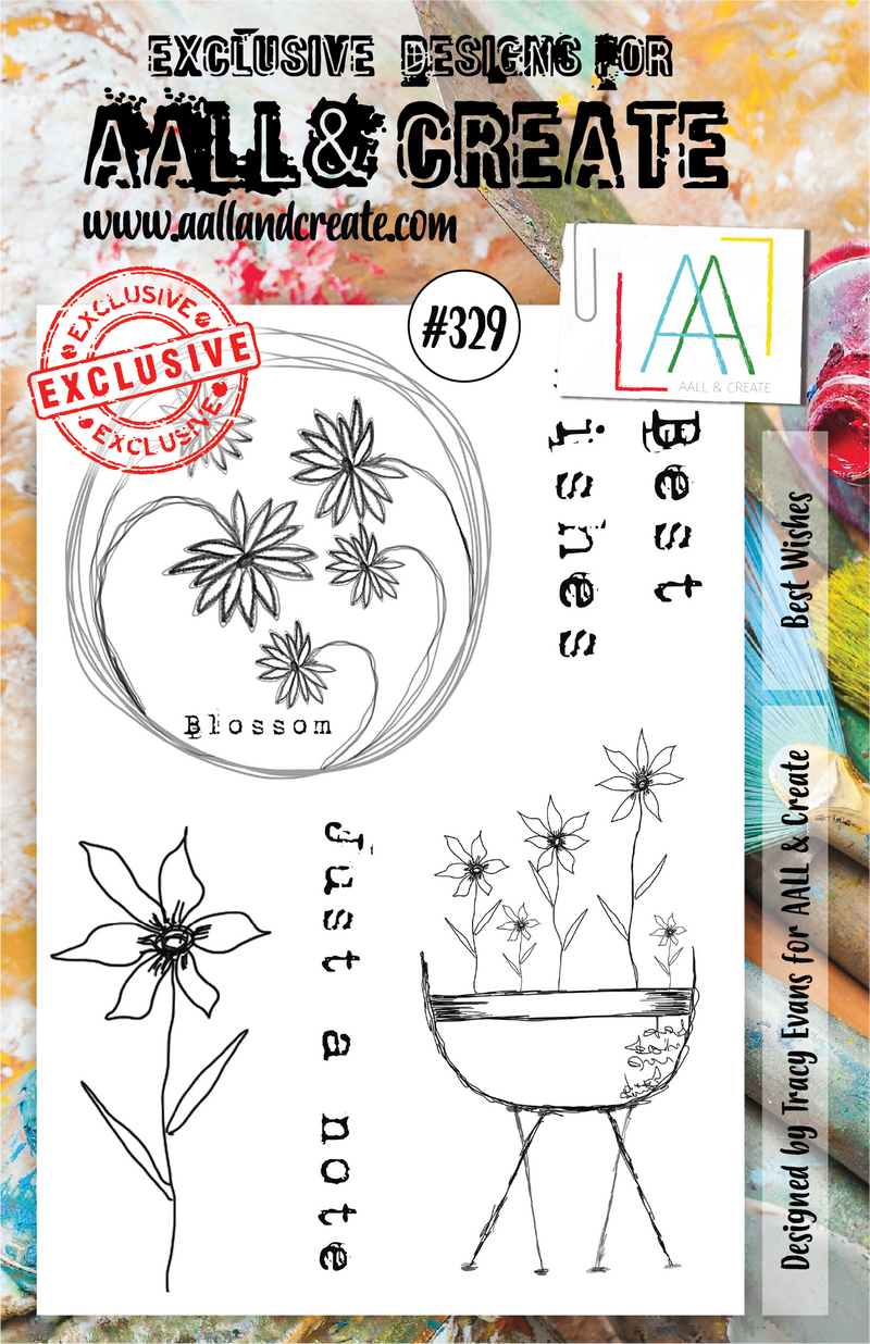 AALL & Create - A5 - Clear Stamps - 329 - Best Wishes - Tracy Evans
