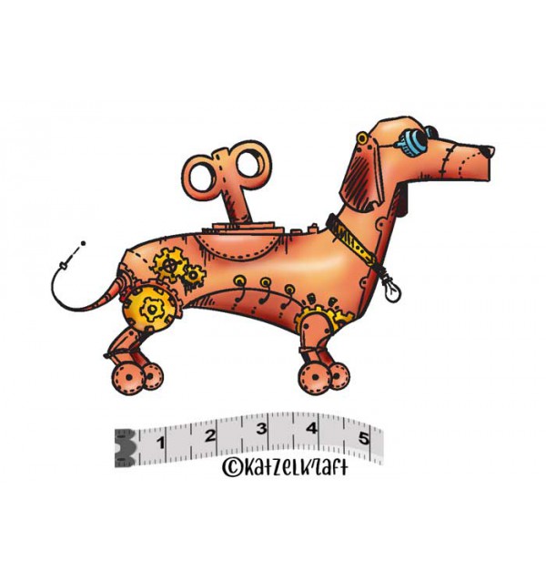 Katzelkraft - MINI111 - Unmounted Red Rubber Stamp - Robot Dog