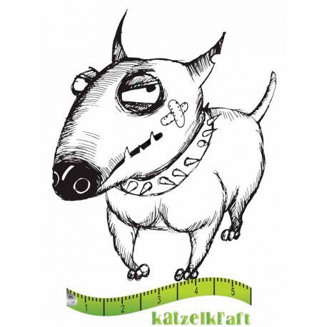 Katzelkraft - MINI086 - Unmounted Red Rubber Stamp - Dog - Voody