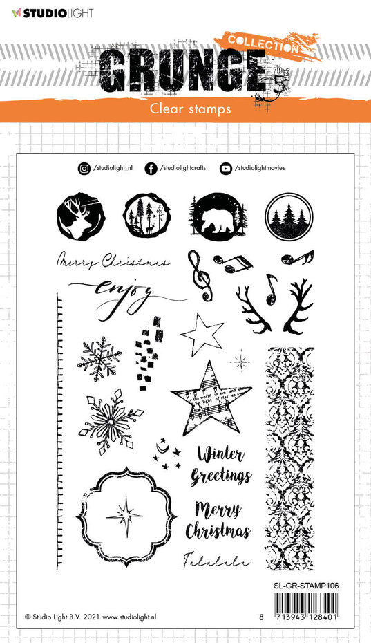 Studio Light - A5 - Grunge - Clear Stamp Set - Winter & Christmas Extras