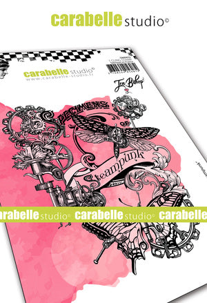 Carabelle Studio - Rubber Cling Stamp A6 -Steampunk Collage - Jen Bishop
