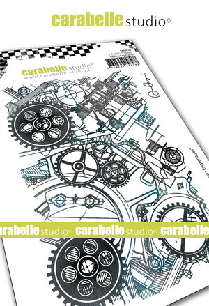 Carabelle Studio - Rubber Cling Stamp A6 - Background Gears - Alexi