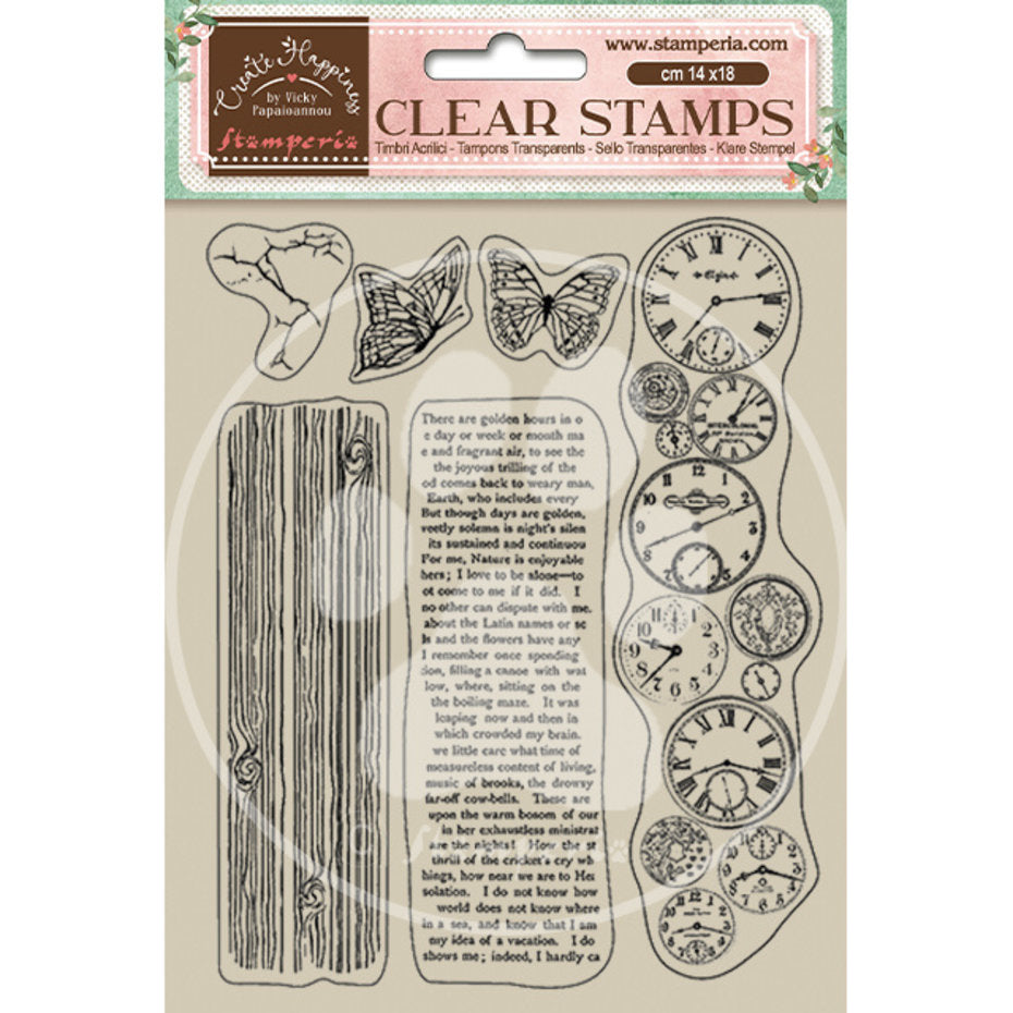 Stamperia - A5 - Clear Stamp Set - Create Happiness - Clocks