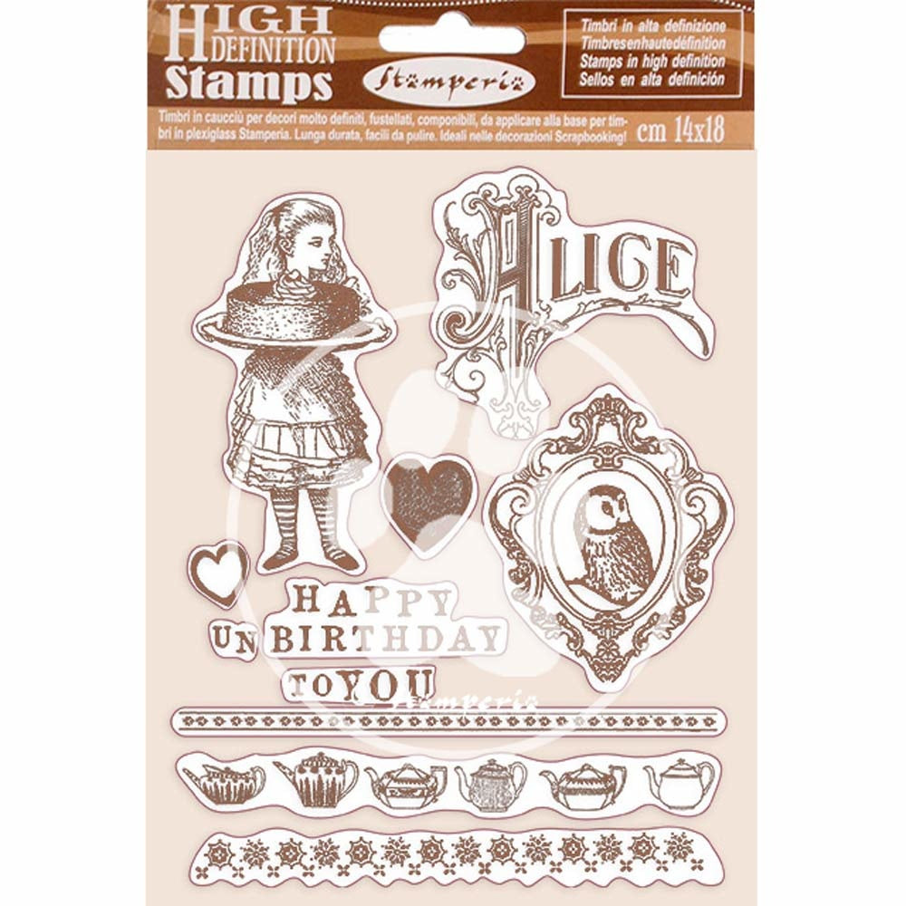 Stamperia - A5 - Foam Mounted Stamp Set - Alice Happy Birthday