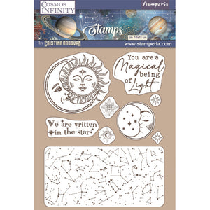 Stamperia - A5 - Foam Mounted Stamp Set - Cosmos Infinity - Sun & Moon