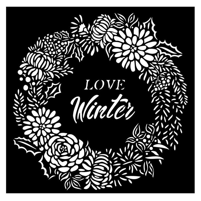 Stamperia - 7 x7 - Thick Stencil - Christmas Love Winter Wreath