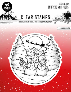 Studio Light - 4" Round - Clear Stamp - Laurens Van Gurp - Snow Buddies