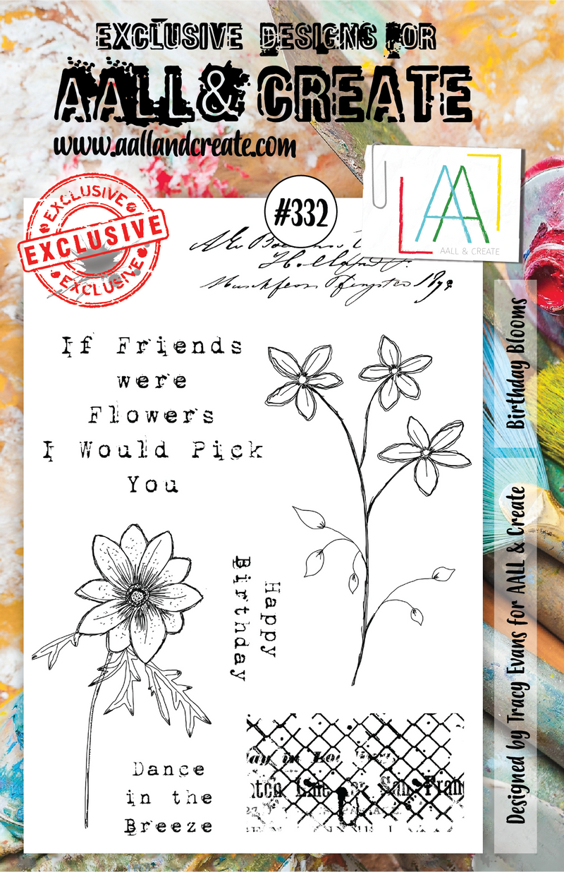 AALL & Create - A5 - Clear Stamps - 332 - Birthday Blooms - Tracy Evans