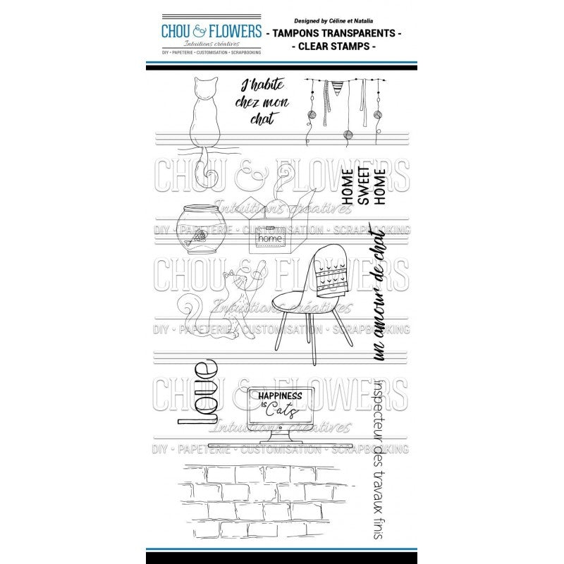 Chou & Flowers - Clear Stamps - Meow 2