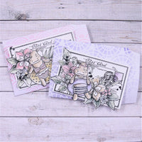 Chou & Flowers - White Rubber Stamp - Mr. Hippo