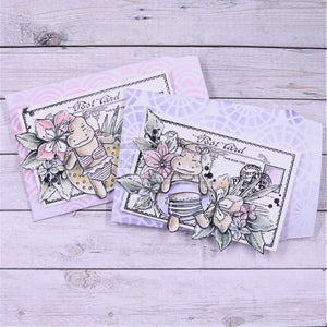 Chou & Flowers - White Rubber Stamp - Ms. Hippo