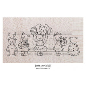 Chou & Flowers - White Rubber Stamp - The Little Bears (discontinued)