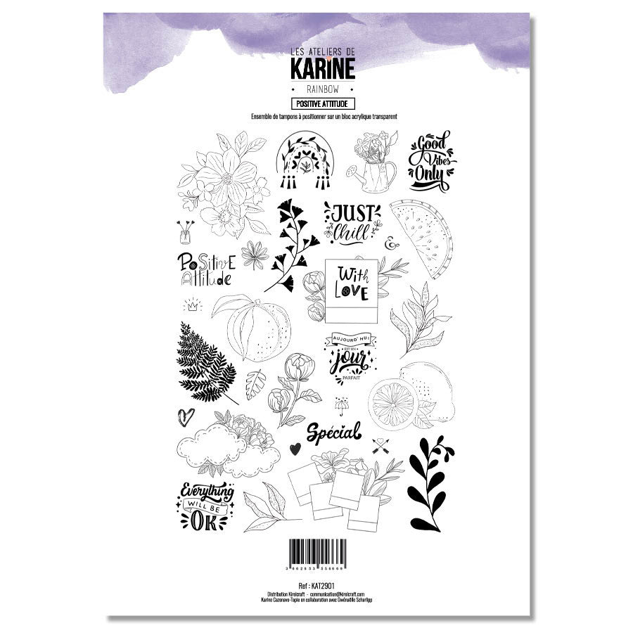 Les Ateliers De Karine - A4 - Clear Stamp Set - Positive Attitude