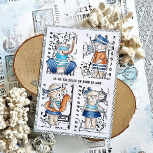 Chou & Flowers - White Rubber Stamp - Snorkel Bear