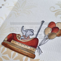 Chou & Flowers - White Rubber Stamp - Elephant in Bumper Car