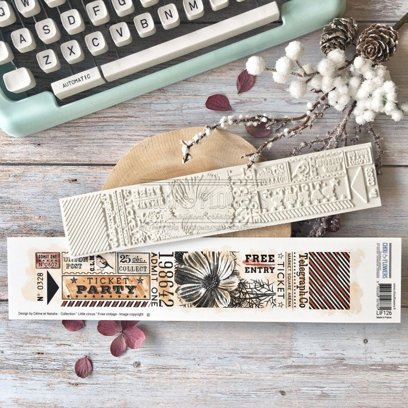 Chou & Flowers - White Rubber Stamp - Vintage Timeline (discontinued)